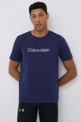 Majica kratkih rukava za trening Calvin Klein Performance Ck Essentials boja: tamno plava, s tiskom