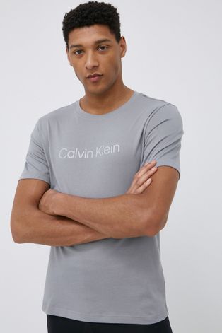 Majica kratkih rukava za trening Calvin Klein Performance Ck Essentials boja: siva, s tiskom