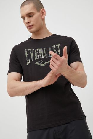 Pamučna majica Everlast boja: crna, s tiskom