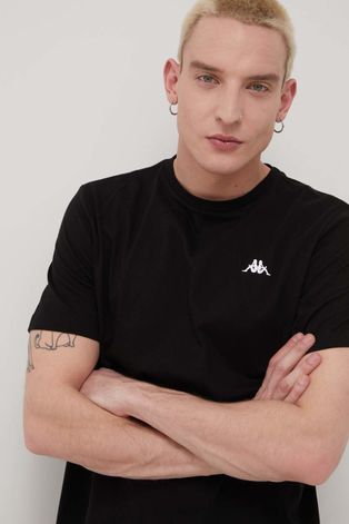 Kappa t-shirt bawełniany kolor czarny z aplikacją