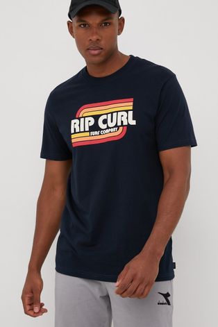 Rip Curl t-shirt bawełniany kolor granatowy z nadrukiem