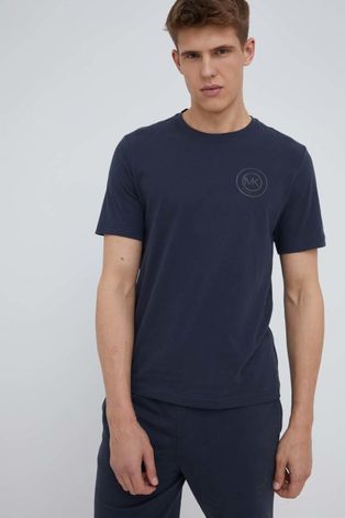 Pamučna majica Michael Kors boja: tamno plava, jednobojni model