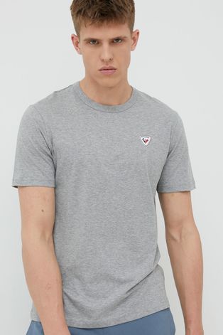 Rossignol t-shirt bawełniany kolor szary z aplikacją