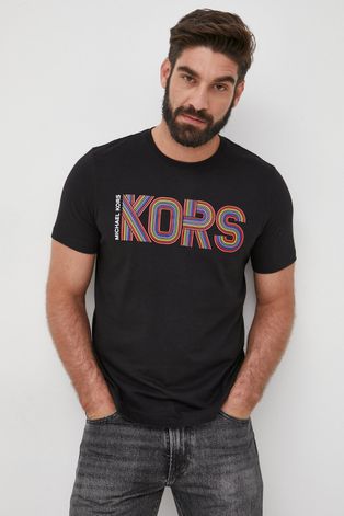 Βαμβακερό μπλουζάκι Michael Kors χρώμα: μαύρο