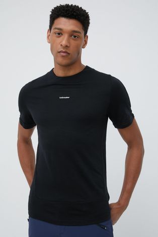 Icebreaker t-shirt sportowy ZoneKnit kolor czarny gładki