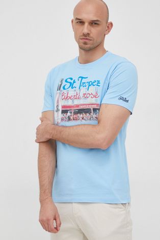MC2 Saint Barth t-shirt bawełniany kolor turkusowy z nadrukiem