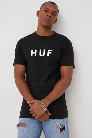 HUF t-shirt bawełniany kolor czarny z nadrukiem