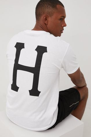 HUF t-shirt bawełniany kolor biały z nadrukiem