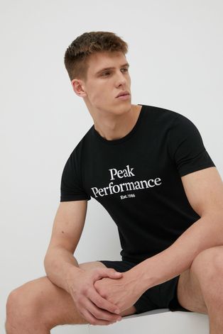 Βαμβακερό μπλουζάκι Peak Performance χρώμα: μαύρο