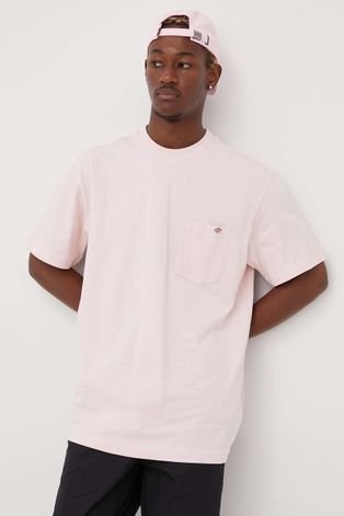 Pamučna majica Dickies boja: ružičasta, jednobojni model