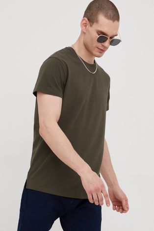 Βαμβακερό μπλουζάκι John Frank χρώμα: πράσινο