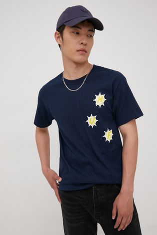 Βαμβακερό μπλουζάκι HUF χρώμα: ναυτικό μπλε