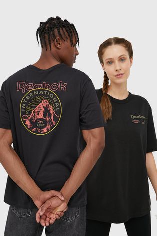 Reebok Classic T-shirt bawełniany kolor czarny z nadrukiem