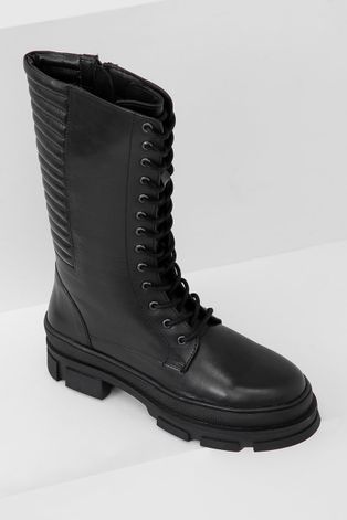 Δερμάτινες μπότες Answear Lab γυναικείες, χρώμα: μαύρο