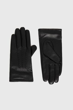 Answear Lab Rękawiczki skórzane damskie kolor czarny