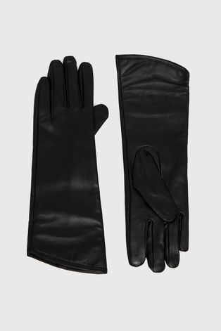 Answear Lab Rękawiczki skórzane damskie kolor czarny