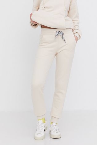 Answear Lab Spodnie damskie kolor kremowy gładkie