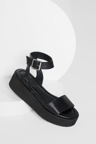 Answear Lab sandały skórzane damskie kolor czarny na platformie