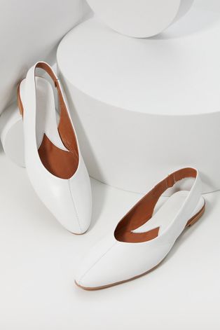 Kožne balerinke Answear Lab boja: bijela, s otvorenom petom