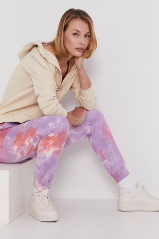 Answear Lab Spodnie damskie kolor fioletowy wzorzyste