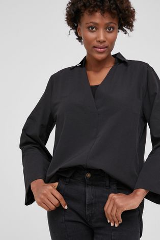 Answear Lab Bluzka damska kolor czarny gładka