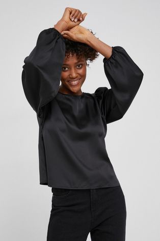 Answear Lab Bluzka damska kolor czarny gładka