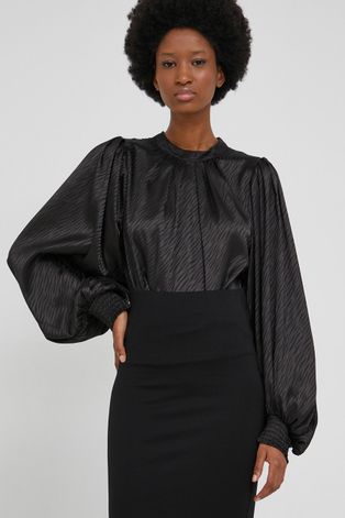 Answear Lab Bluzka damska kolor czarny wzorzysta