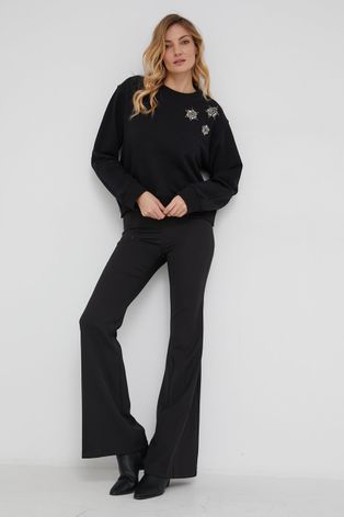 Answear Lab Bluza bawełniana damska kolor czarny z aplikacją