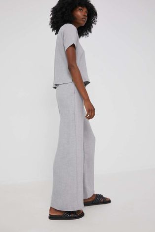 Answear Lab bluzka i spodnie z lnem damski kolor szary