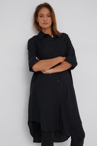 Answear Lab Koszula bawełniana damska kolor czarny relaxed z kołnierzykiem klasycznym