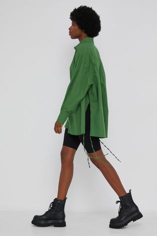 Answear Lab Koszula damska kolor zielony relaxed z kołnierzykiem klasycznym