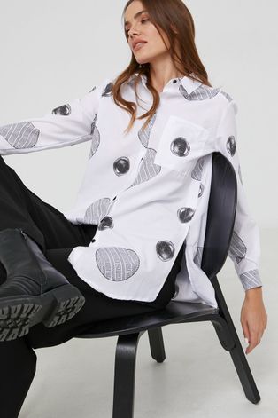 Answear Lab Koszula bawełniana damska kolor biały relaxed z kołnierzykiem klasycznym