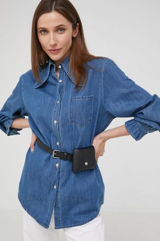 Answear Lab koszula jeansowa damska relaxed z kołnierzykiem klasycznym