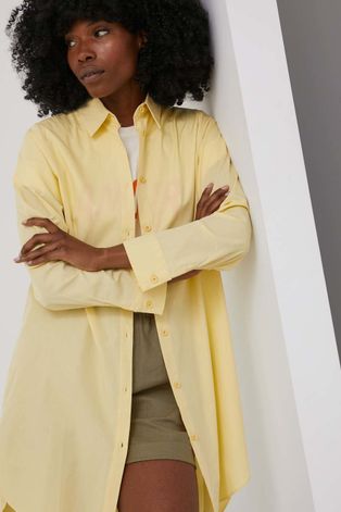 Answear Lab koszula bawełniana damska kolor żółty regular z kołnierzykiem klasycznym