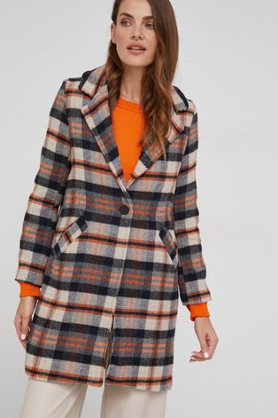 Vlnený kabát Answear Lab oranžová farba, prechodný,