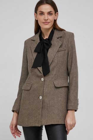 Пиджак Answear Lab цвет коричневый однобортный с узором