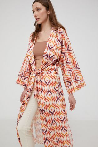 Answear Lab kimono kolor pomarańczowy oversize wzorzysta