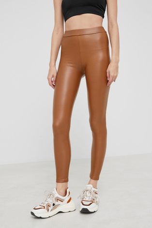 Answear Lab legginsy damskie kolor brązowy gładkie