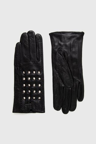 Kožne rukavice Answear Lab za žene, boja: crna