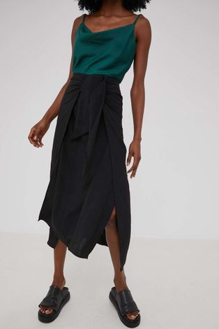 Suknja Answear Lab boja: crna, maxi, ravna
