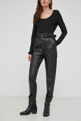 Answear Lab Spodnie damskie kolor czarny proste high waist