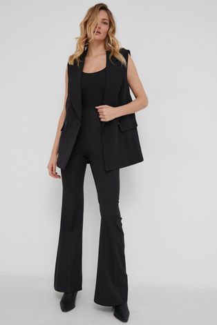 Панталон Answear Lab дамски в черно с широка каройка, с висока талия