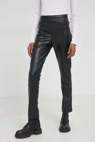 Панталон Answear Lab дамски в черно с кройка по тялото, с висока талия