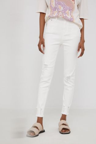 Answear Lab jeansy damskie kolor biały high waist
