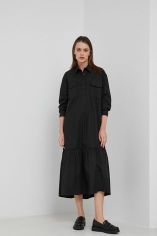 Bavlněné šaty Answear Lab černá barva, midi, áčková