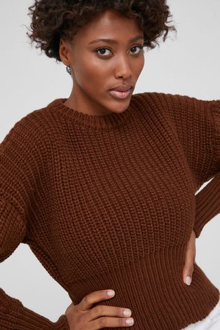 Answear Lab Sweter damski kolor brązowy ciepły