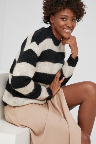 Answear Lab Sweter z wełną damski kolor czarny