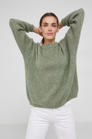 Answear Lab Sweter z wełną damski kolor zielony
