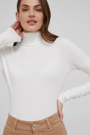 Answear Lab Sweter damski kolor biały z golfem