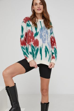 Answear Lab sweter wełniany damski kolor beżowy
